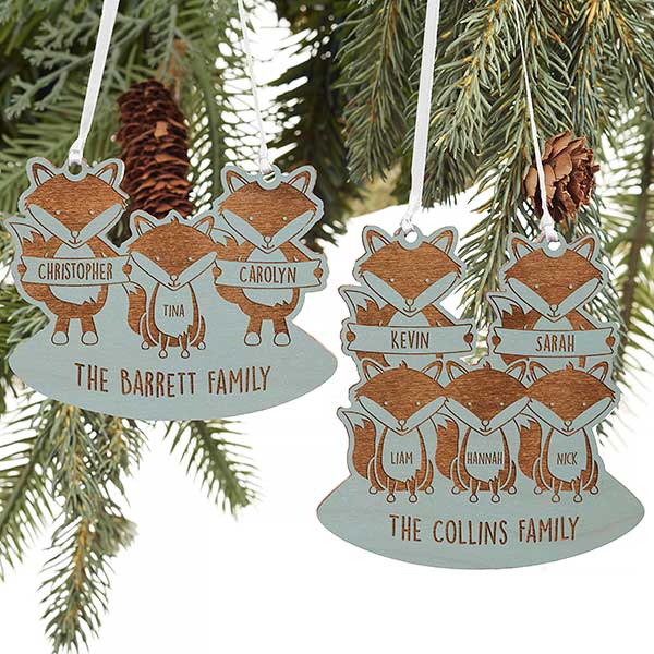 Personalized Family Ornament - Fox Family - 18071