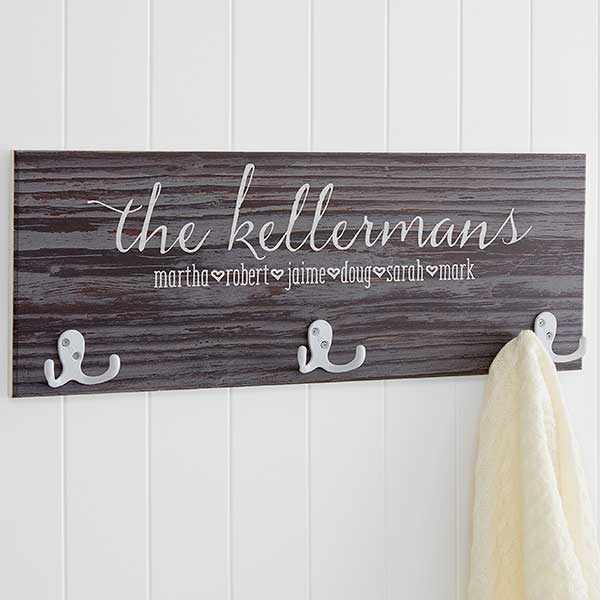 Personalized Coat Rack - Rustic Family Love - 18079