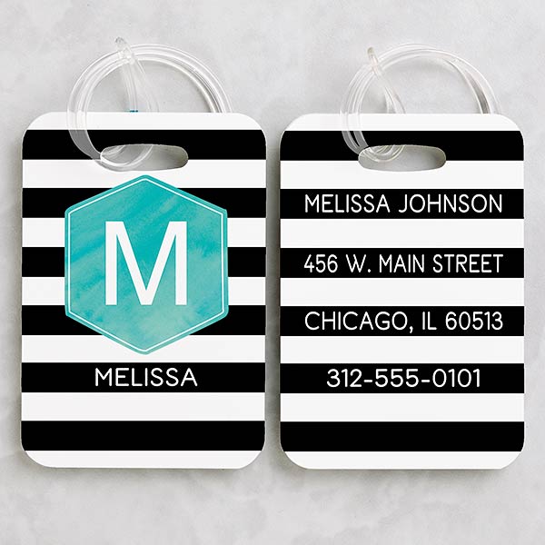 Personalized Luggage Tag Set - Modern Stripe - 18093