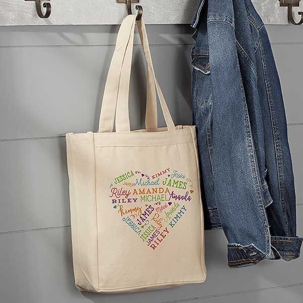 Personalized Canvas Tote - Close To Her Heart - 18104