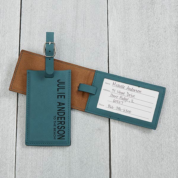 Stylish Name Personalized Teal Bag Tag