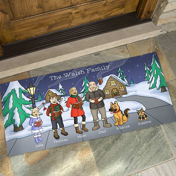 Personalized Doormats - Christmas Caroling Family - 18134