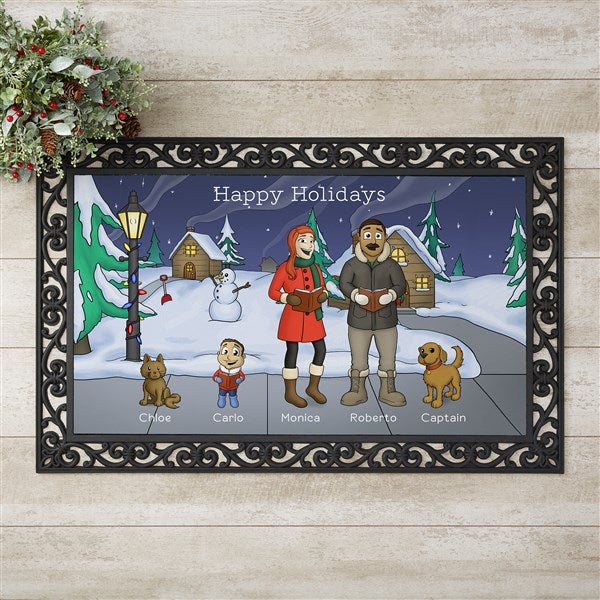 Personalized Doormats - Christmas Caroling Family - 18134