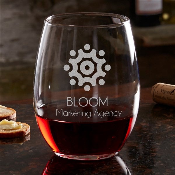 Personalized Logo Stemless Wine Glass  - 18162