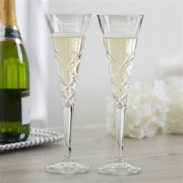 Personalized Wedding Champagne Flutes for Bride and Groom - Set of 2, 7  oz