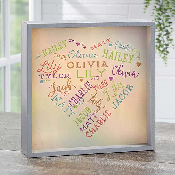 Personalized LED Light Shadow Box - Close To Her Heart - 18265