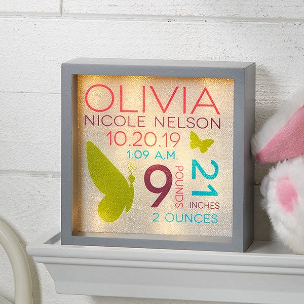 Custom Baby LED Light Shadow Box Baby Girl