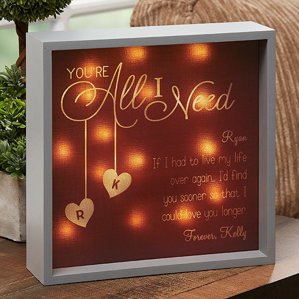 All I Need 10x10 Personalized LED Light Shadow Box Valentine's Day Gifts