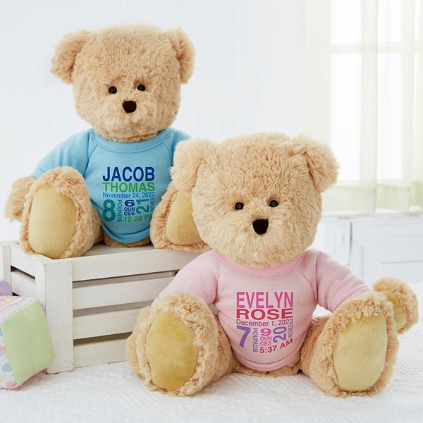 New Baby Gift Bag Newborn Personalised Teddy Bear Celebrate the Birth 