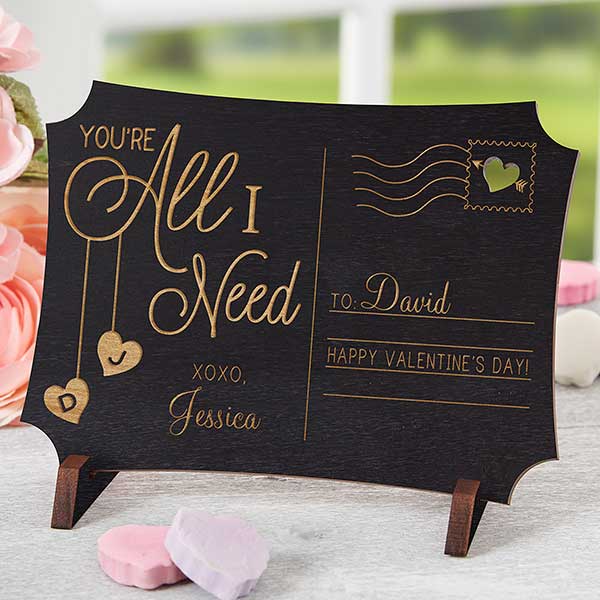 Romantic Wooden Postcard - Your'e All I Need - 18314