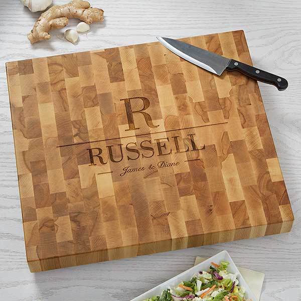 Unique personalized end grain cutting board butchers block made from wood