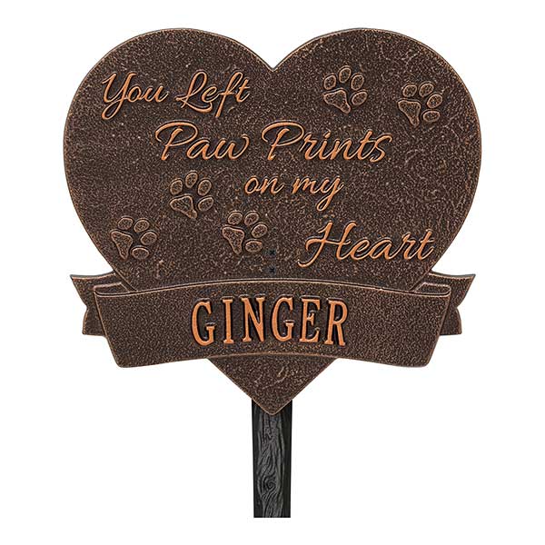 Personalized Pet Memorial Plaque - Paw Prints Heart - 18351D