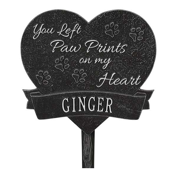 Personalized Pet Memorial Plaque - Paw Prints Heart - 18351D