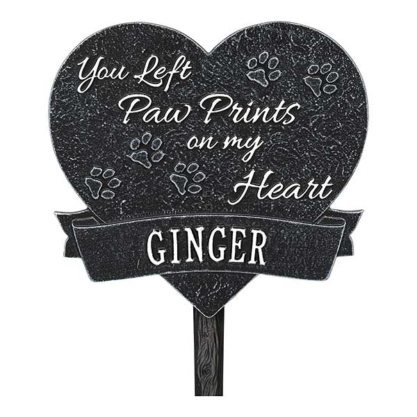 Personalized Pet Memorial Plaque - Paw Prints Heart - 18351D