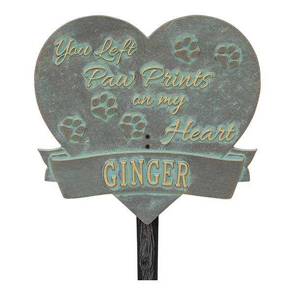 Personalized Pet Memorial Plaque - Paw Prints Heart - 18351D