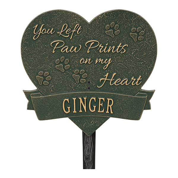 Personalized Pet Memorial Plaque - Paw Prints Heart - 18351D