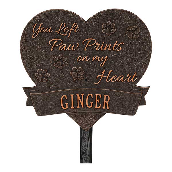 Personalized Pet Memorial Plaque - Paw Prints Heart - 18351D