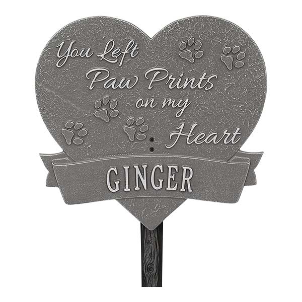 Personalized Pet Memorial Plaque - Paw Prints Heart - 18351D