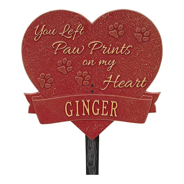 Personalized Pet Memorial Plaque - Paw Prints Heart - 18351D