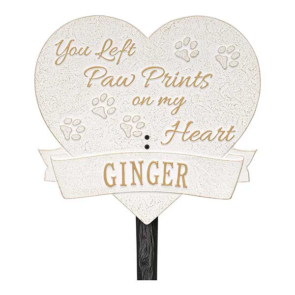 Personalized Pet Memorial Plaque - Paw Prints Heart - 18351D