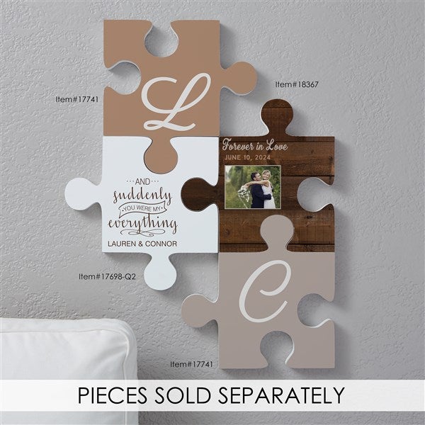 Personalized Puzzle Piece Wall Decor Rustic Wood