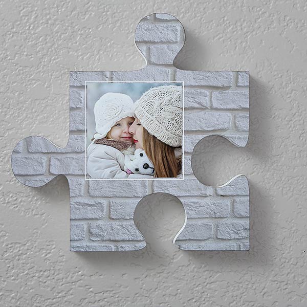 Personalized Photo Puzzle Piece Wall Decor - Stone & Brick - 18368