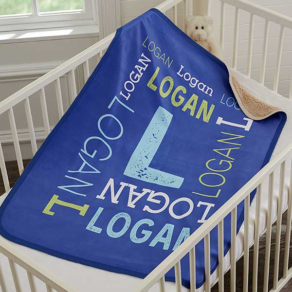 Personalized Sherpa Baby Blanket Baby Name