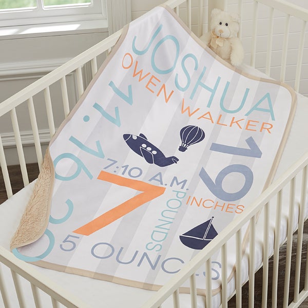Personalized Baby Boy Photo Blanket Sherpa Fleece