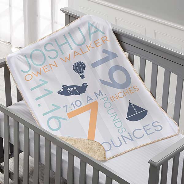 Personalized Baby Boy Blankets Sherpa Fleece