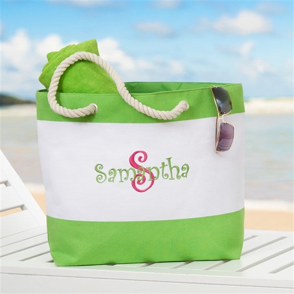 Embroidered Beach Tote Bags - Name & Initial - 18420