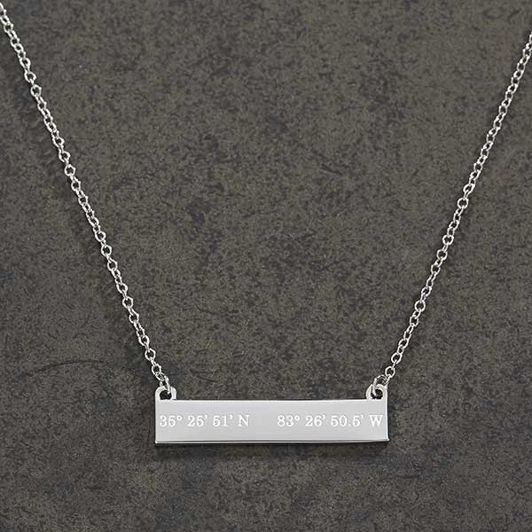 Custom Nameplate Coordinate Necklace - 18433