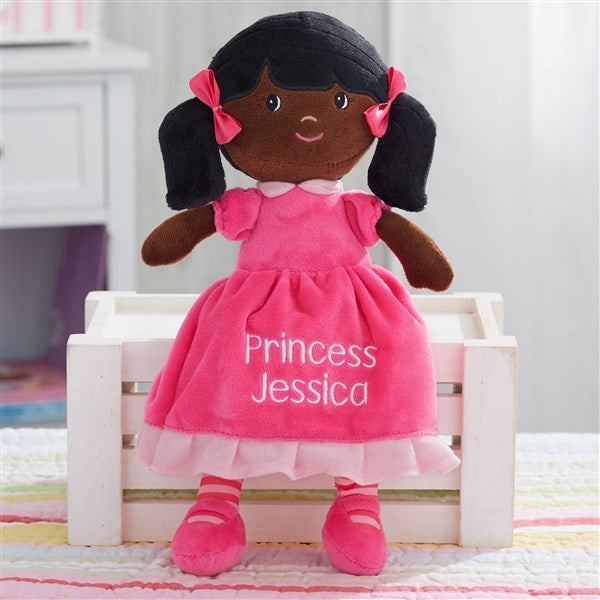 Pretty Pink Custom Personalized Name Embroidered African American Doll