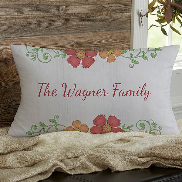 Precious Moments Floral Personalized Lumbar Pillow For Her