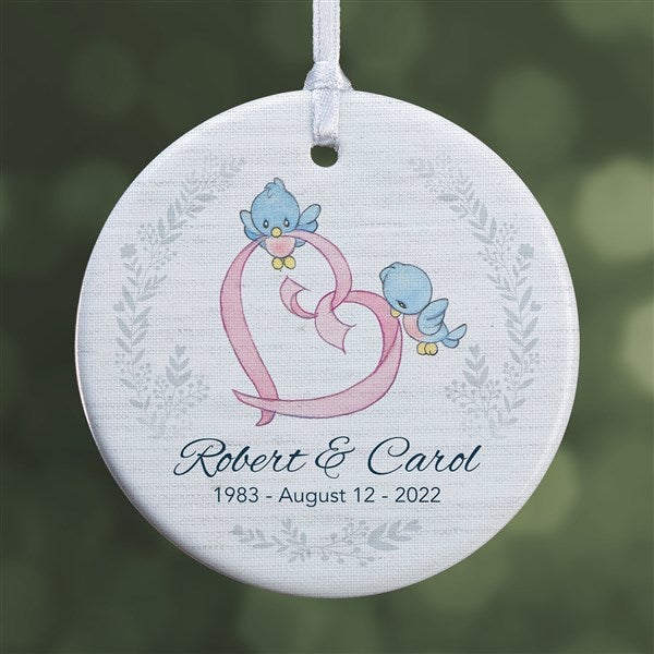 Hearts Doves Wedding Engagement Anniversary CUSTOM Names Porcelain Ornament Gift 
