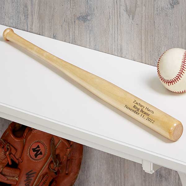 Wedding Party Gift Etched Personalized 18" Wooden Baseball Bat for Ring Bearer 