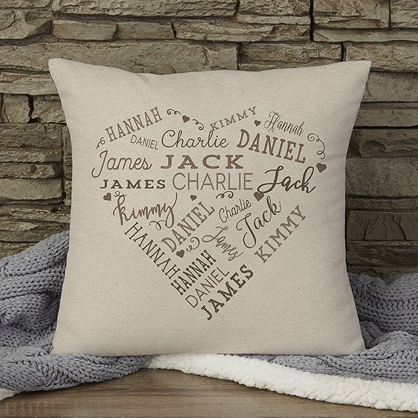 Personalized Throw Pillows - Heart Word Art - 18502