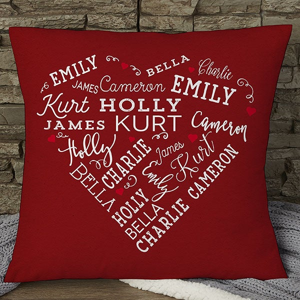 Personalized Throw Pillows - Heart Word Art - 18502