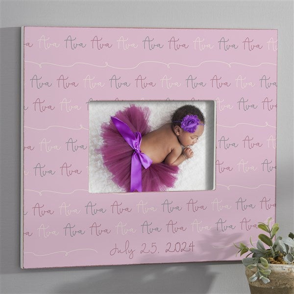 Modern Baby Girl Personalized 5x7 Wall Frame Horizontal