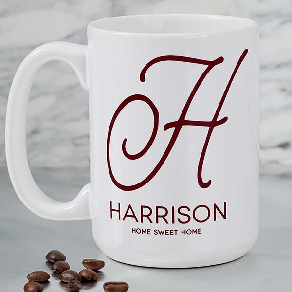 Name & Initial Personalized Coffee Mug - 15oz White