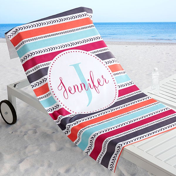 Personalized Beach Towels - Pattern & Stripes