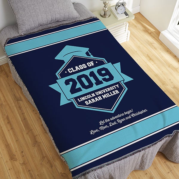 personalized fleece blanket graduation