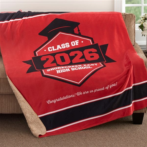 Personalized Sherpa Blanket Graduation Gift - 18578