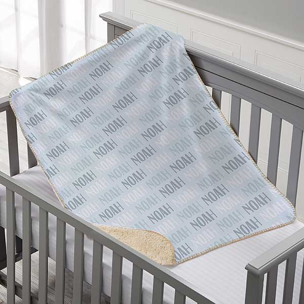 Baby Boy Name Personalized Sherpa Blanket - 18582