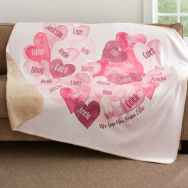 Personalized Sherpa Blanket - Our Hearts Combined - 18606