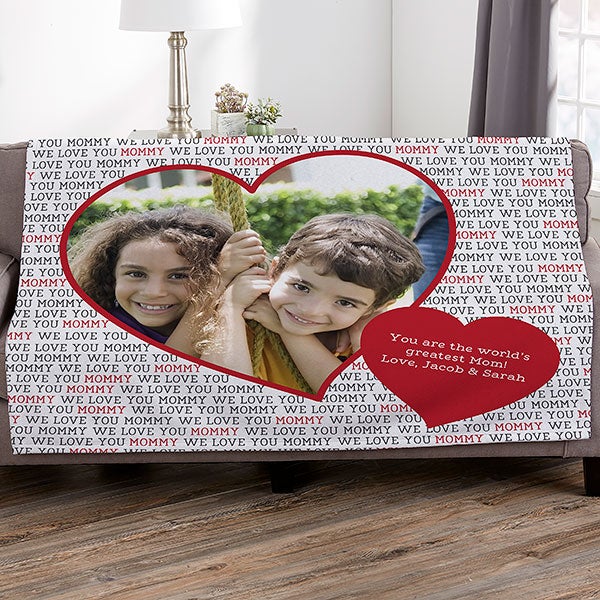 Personalized Photo Heart Blankets - Love You This Much - 18607