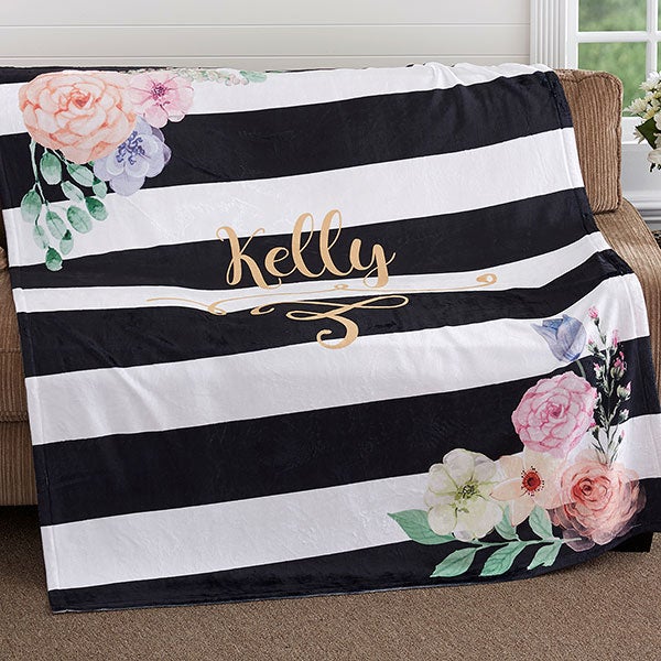 Personalized Fleece Blanket 60x80 Black & White