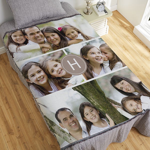 Custom Photo Collage Blanket with Monogram - 18617