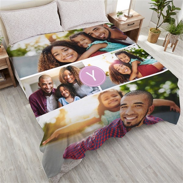 Custom Photo Collage Blanket with Monogram - 18617