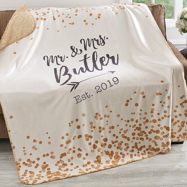 Personalized Wedding Sherpa Blankets Sparkling Love