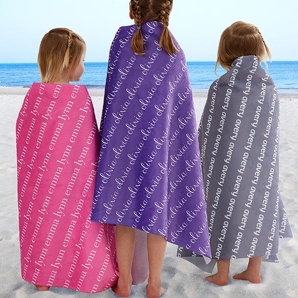 Personalized Beach Towels for Kids - Repeating Name